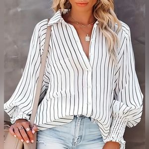 Pin Stripe Button Up Tunic  4XL - New